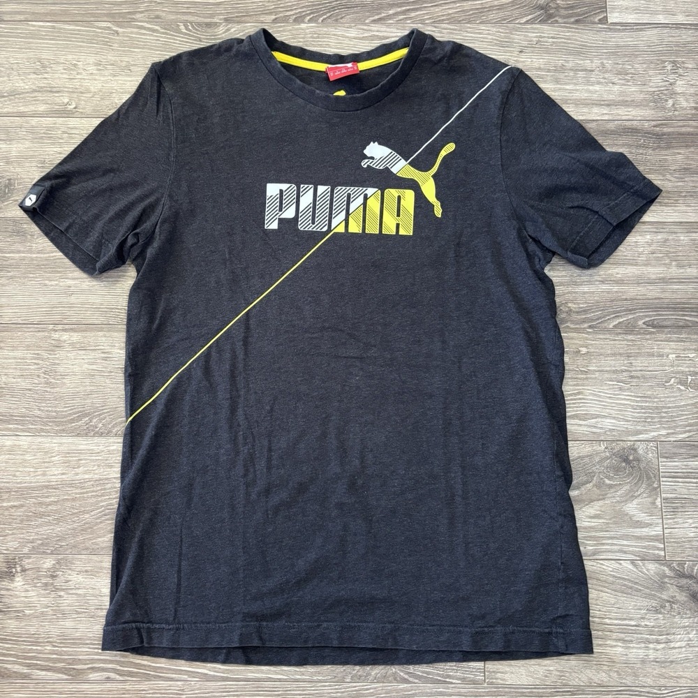 Puma Classics Big Logo Crew Neck Tee Short Sleeve T-Shirt Mens M Dark Grey Shirt